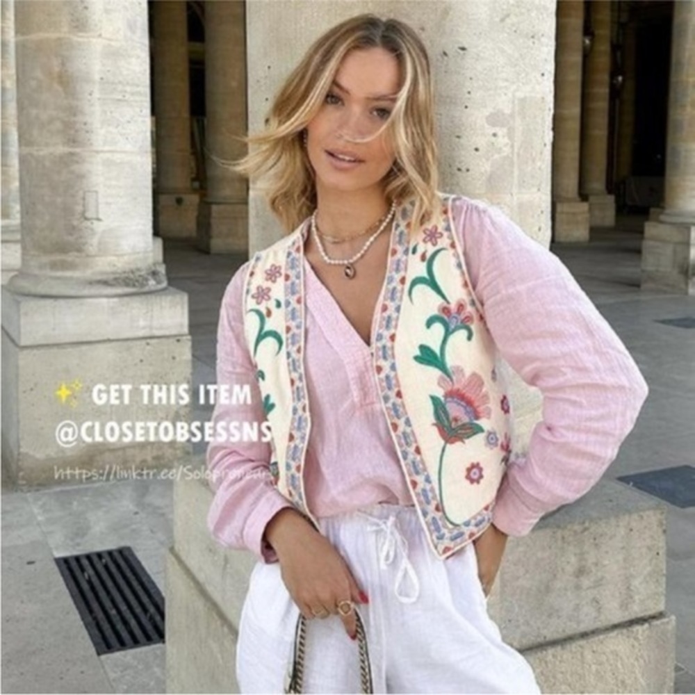 Zara open front embroidered vest 6895/224 - Picture 5 of 16